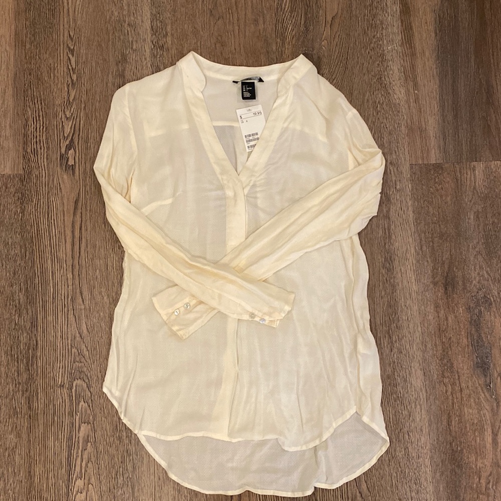 H&M Cream Sheer Long Sleeved Shirt